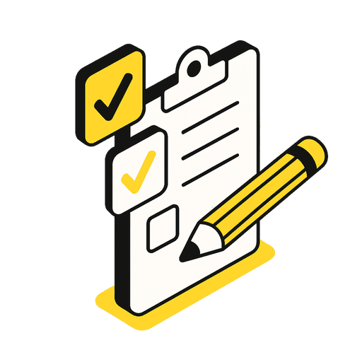 Illustration of a checklist on a clipboard with a pencil and check marks