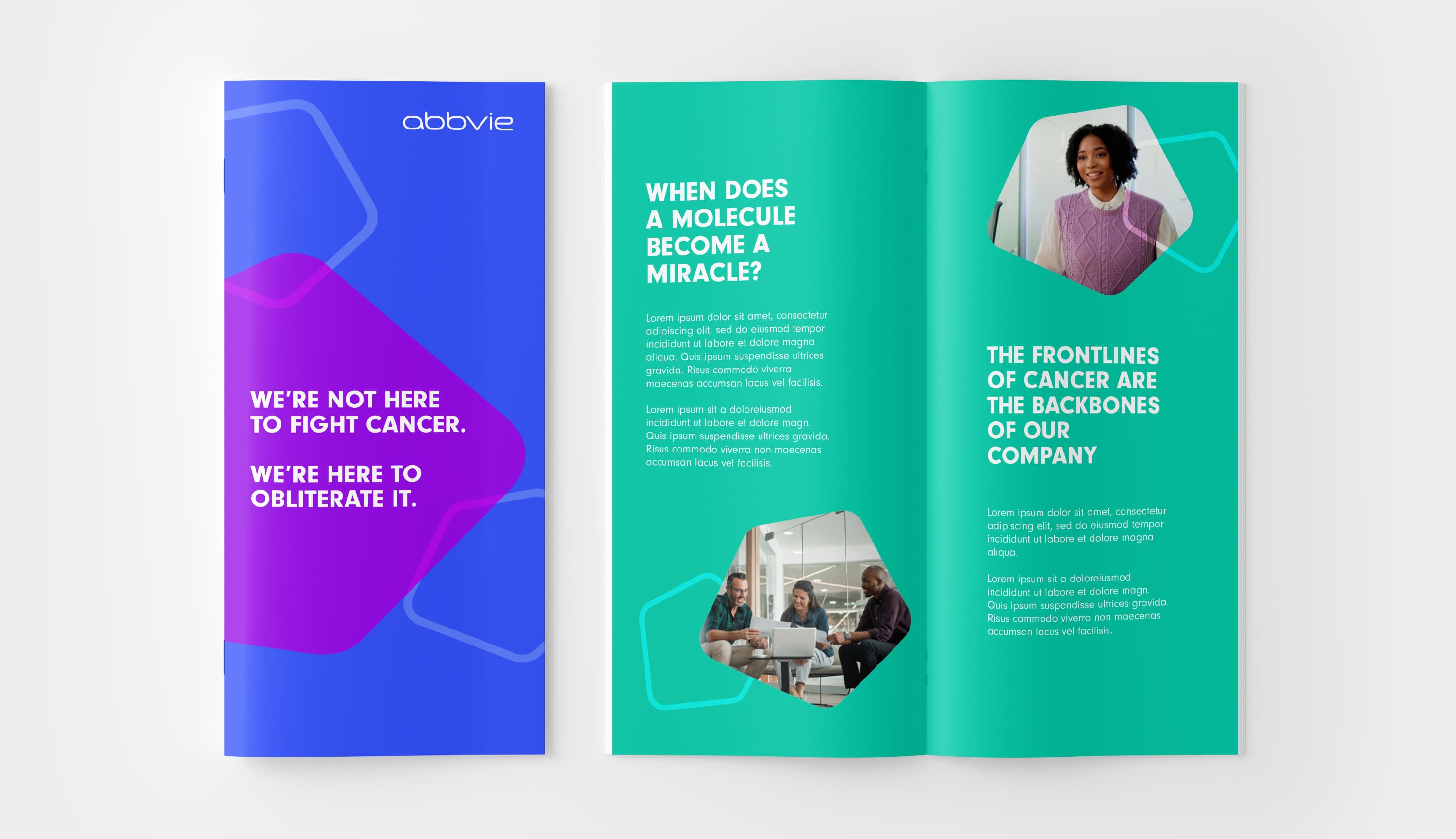 Design example of AbbVie's recruitment marketing tri-fold