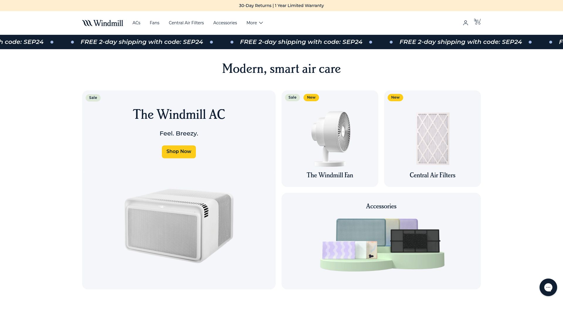 Windmil Air ecommerce website design