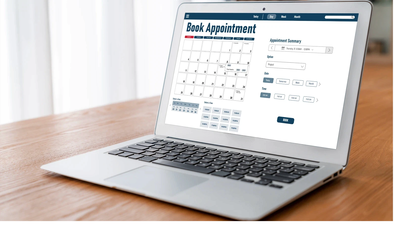 Online applointment booking calendar for modish regristration on the internet website