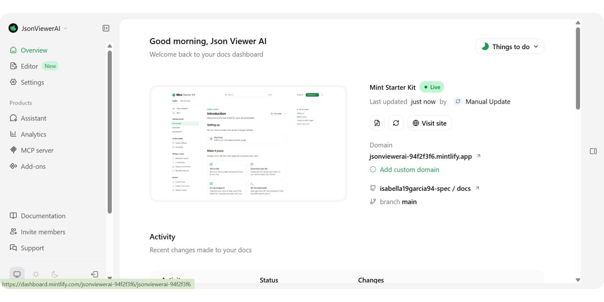 mintlify dashboard
