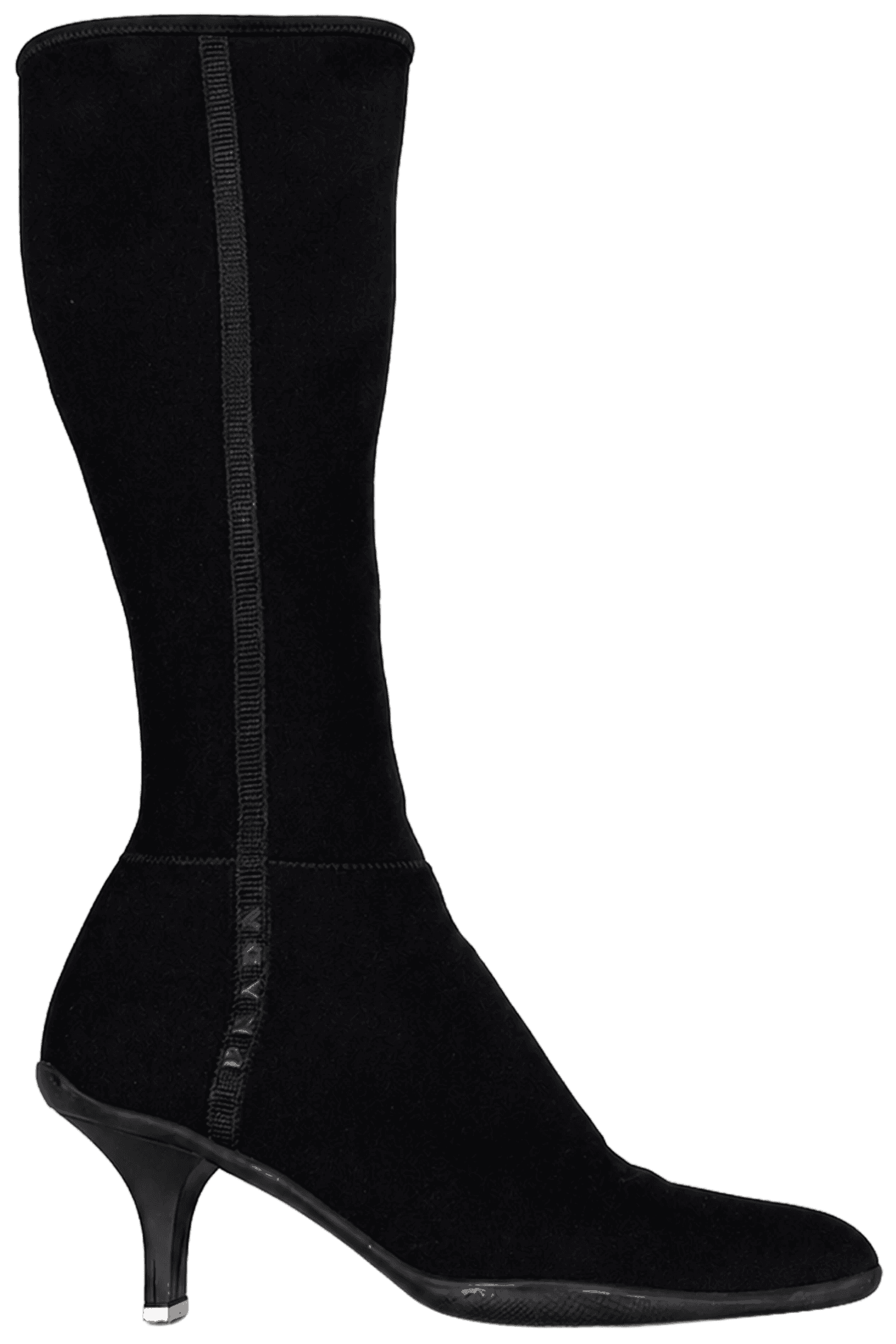 Black Nylon Heeled Boots