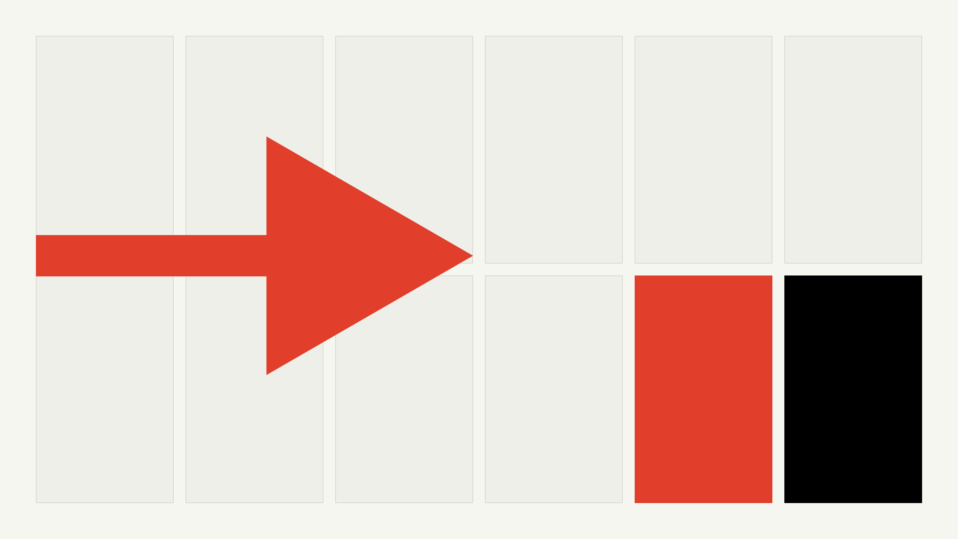 Red arrow spanning a grid with red and black rectangular blocks.