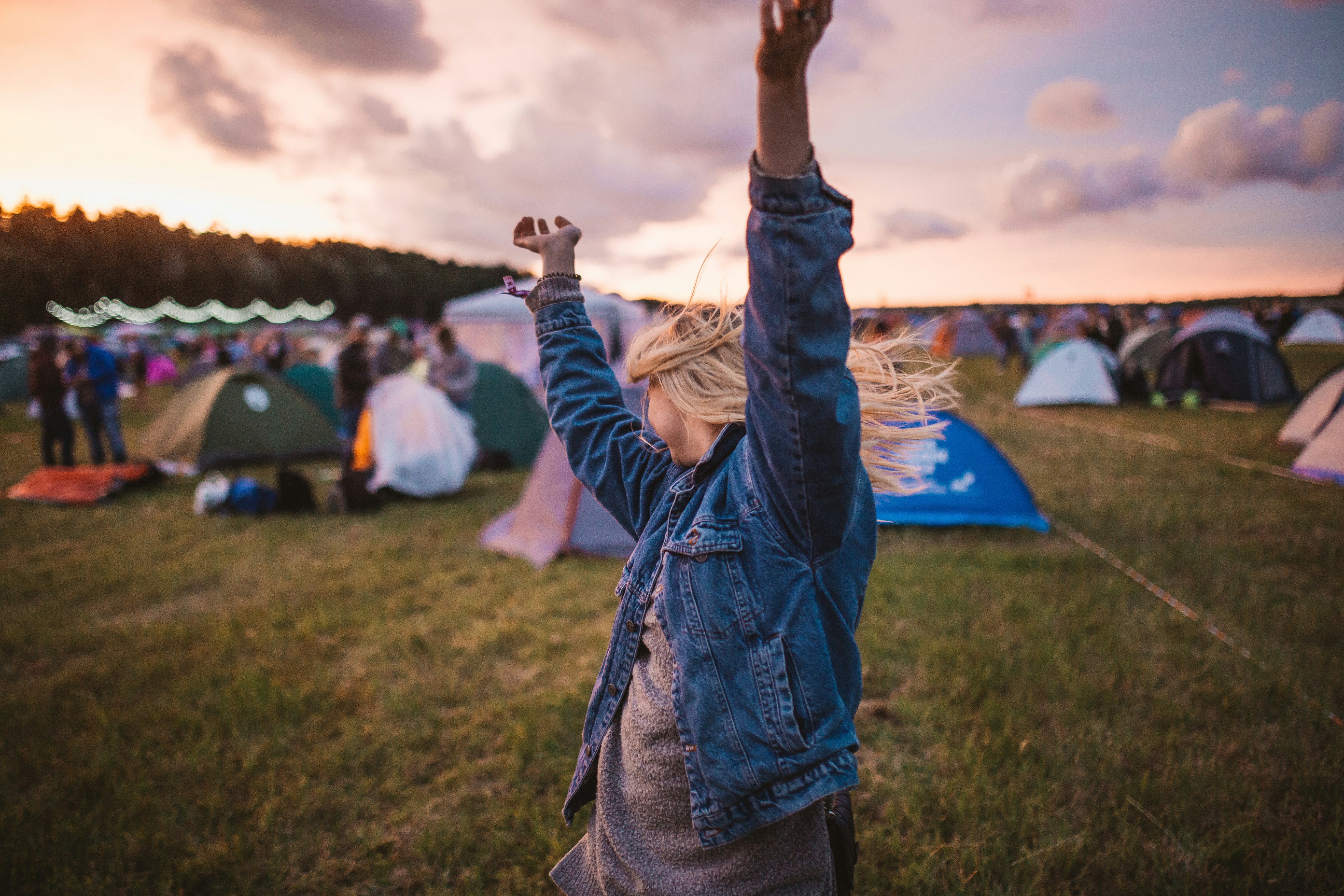 Mockup showing a festival goer enjoying getting to the festival