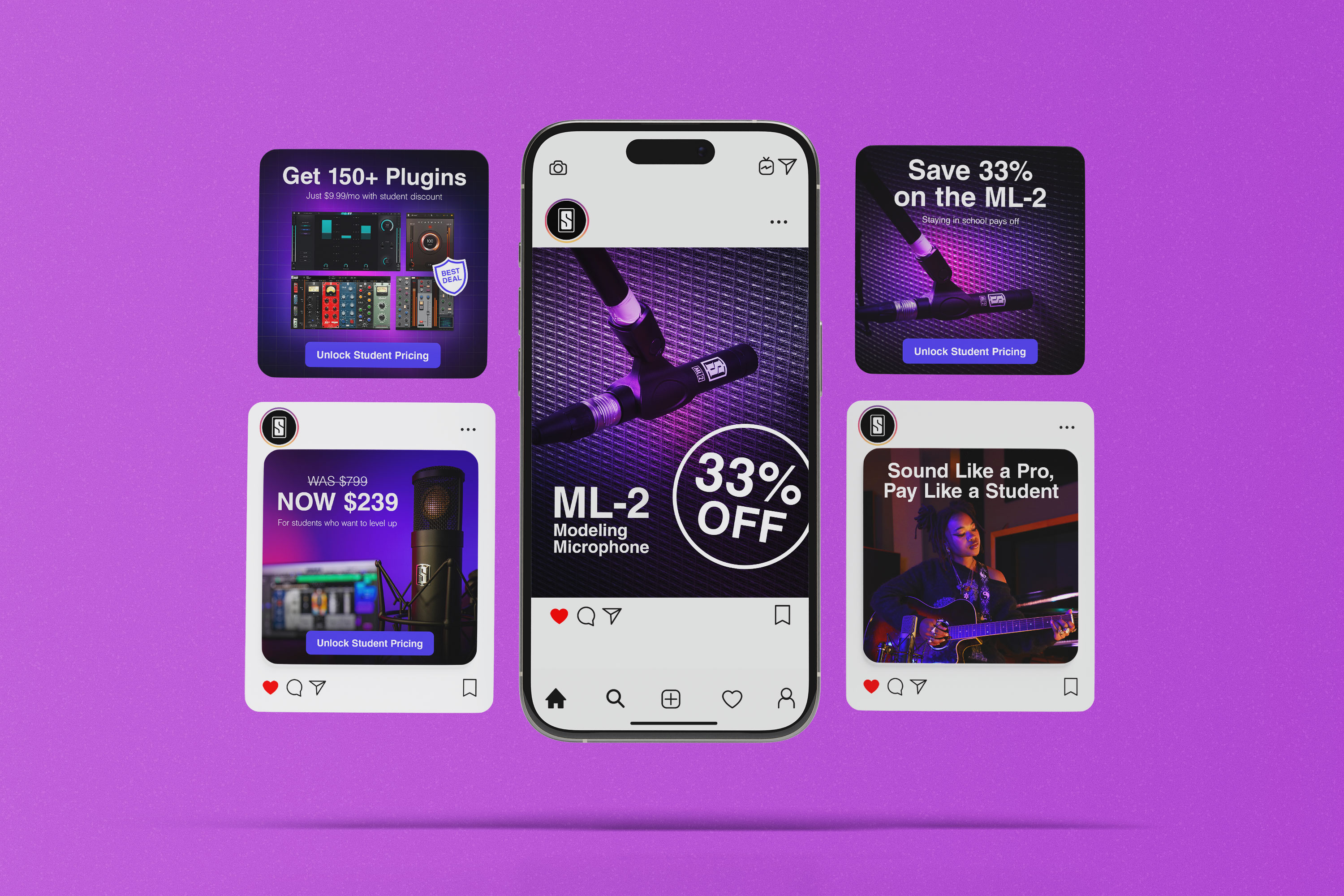 Phone with surounding social media posts