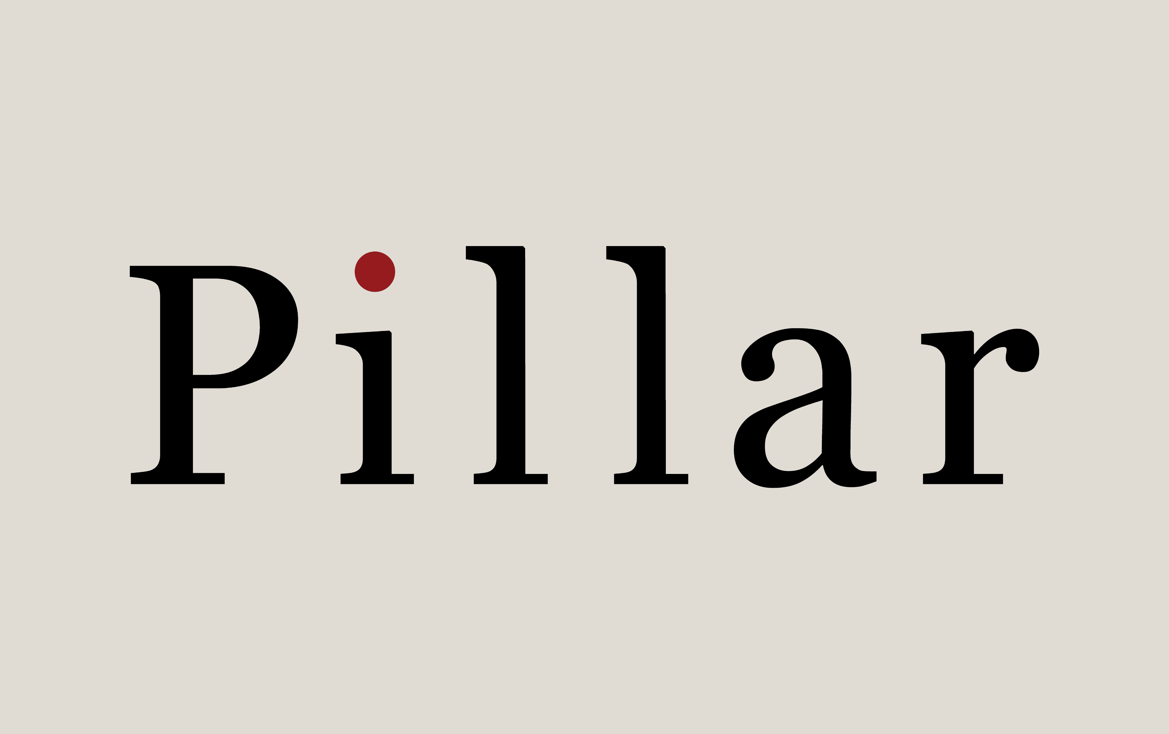 Custom logotype for Pillar Magazine — red dot symbolising editorial emphasis.