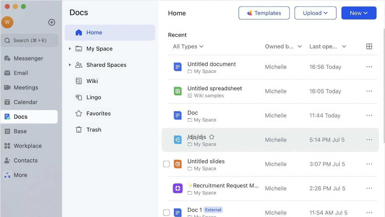 Lark Docs' central space for project documents