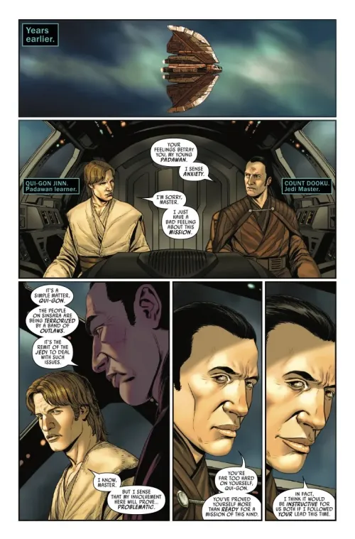 Preview page for Star Wars: Jedi Knights #9 featuring a conversation between Jedi Master Dooku and Padawan Qui-Gon Jinn