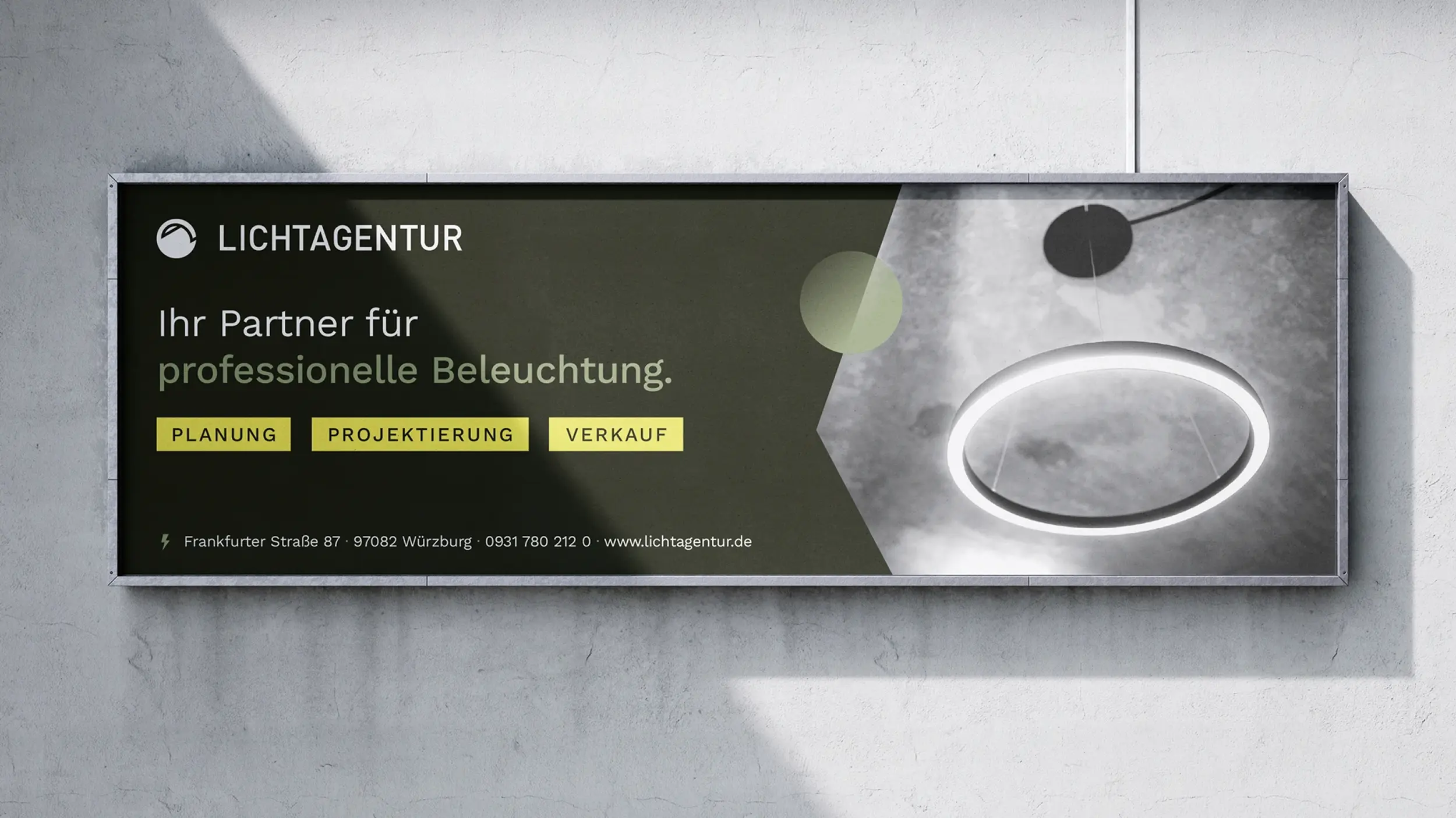 Breites Banner: Partner für professionelle Beleuchtung, Planung, Projektierung, Verkauf, Würzburg