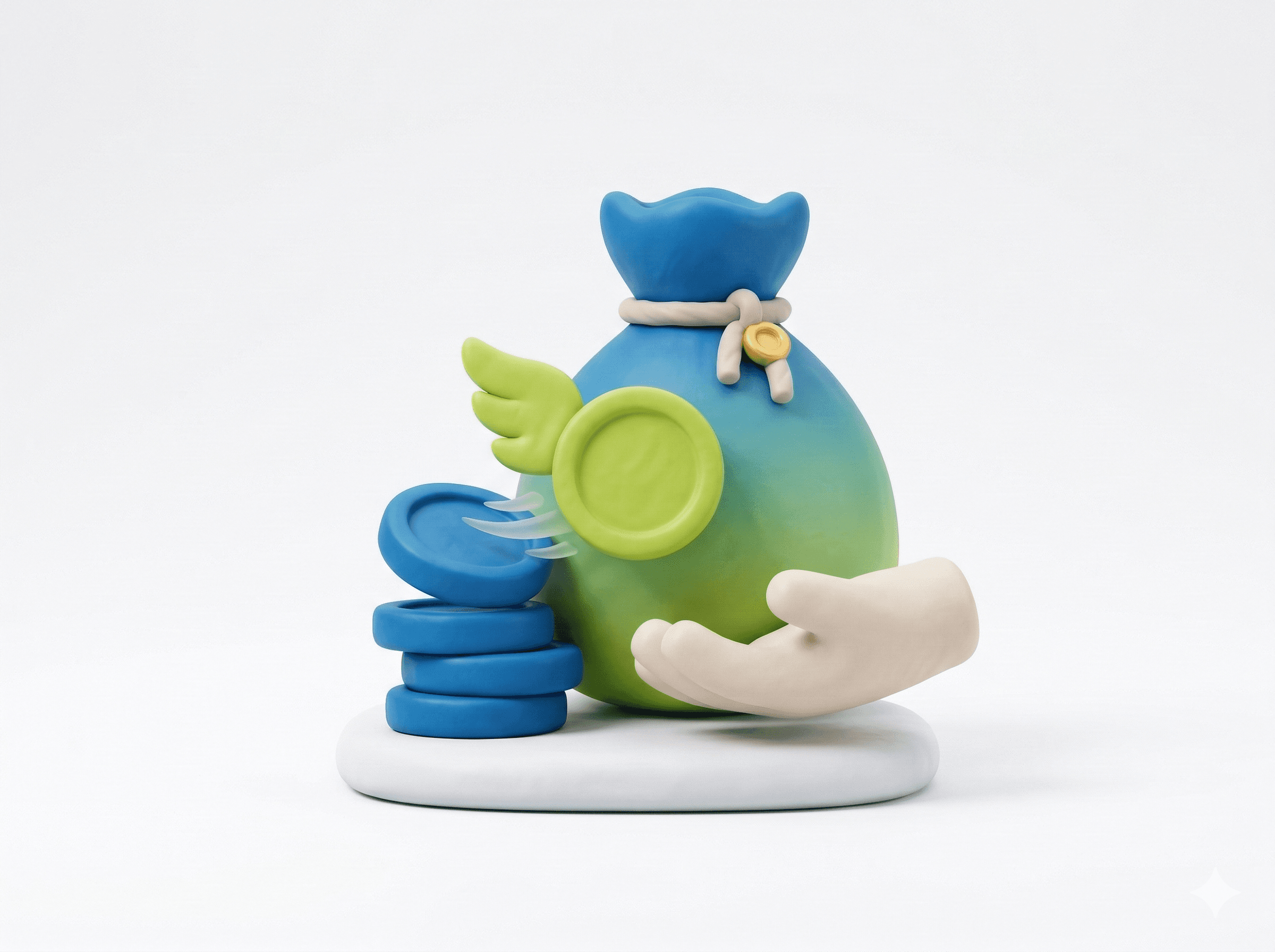 Minimal abstract sculpture with flowing translucent white curves, softly lit and casting gentle shadows on a neutral gray background.