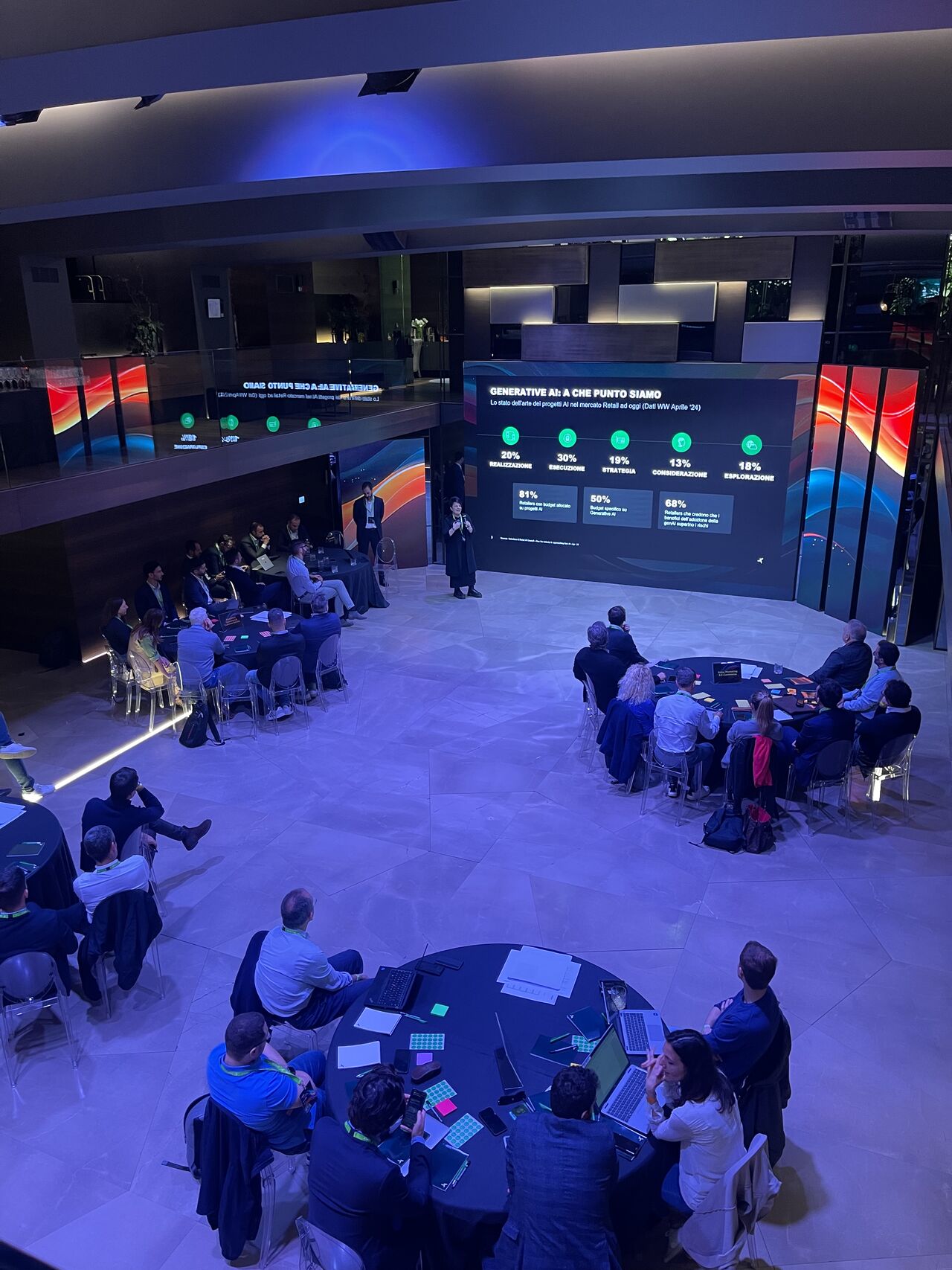 Various teams assist to the presentation of a workshop.