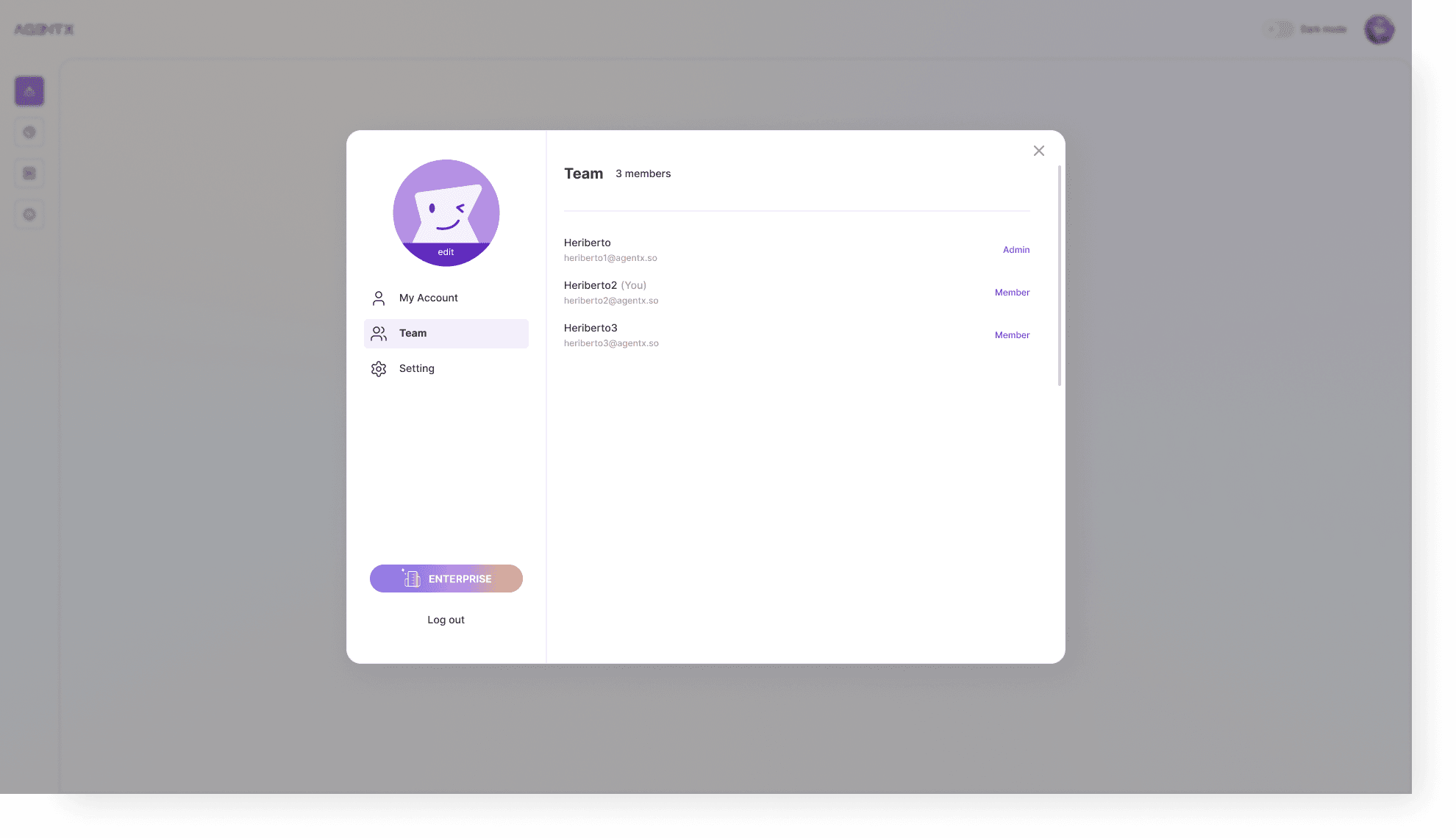 AgentX member profile view