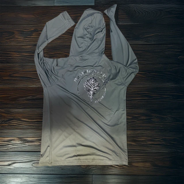 Custom UV sun shirt pressed in-house by NobleWorks for Prairie Revival Ecological