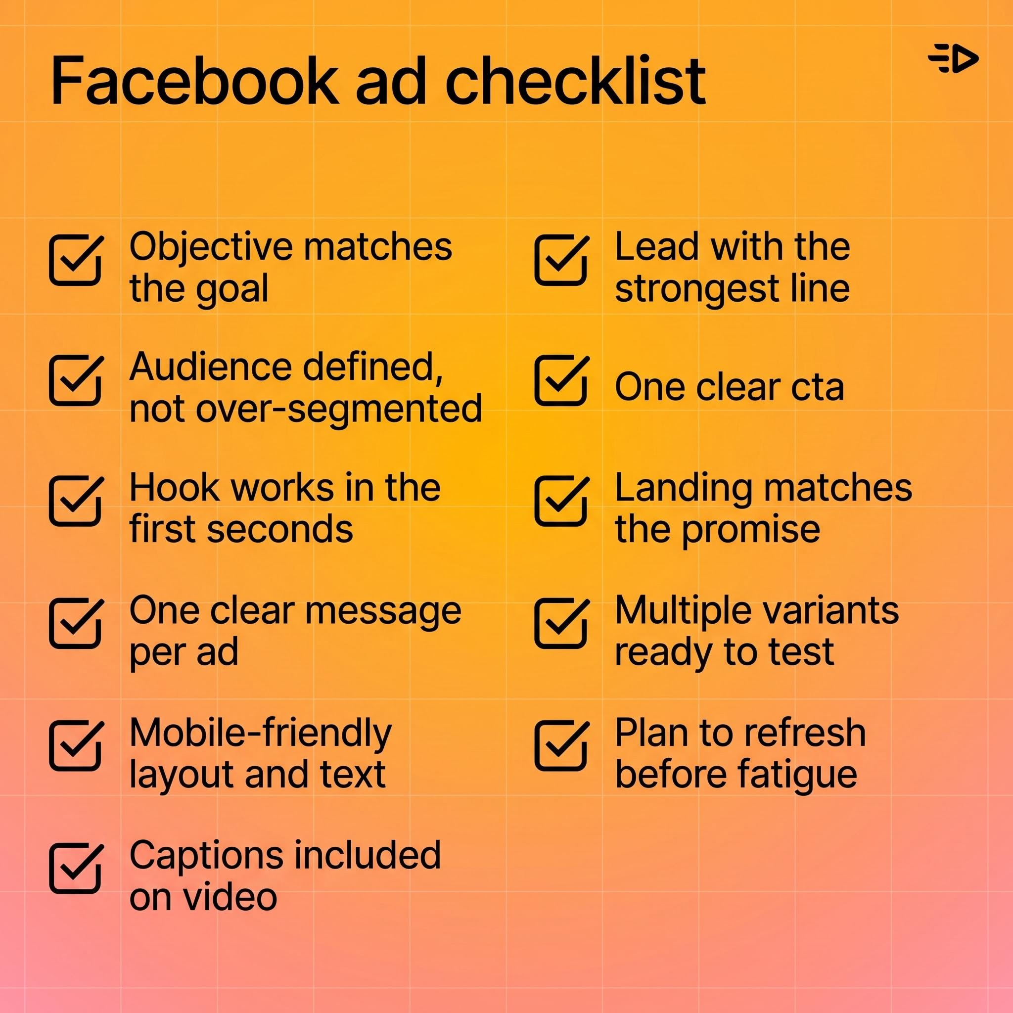 FB ad checklist