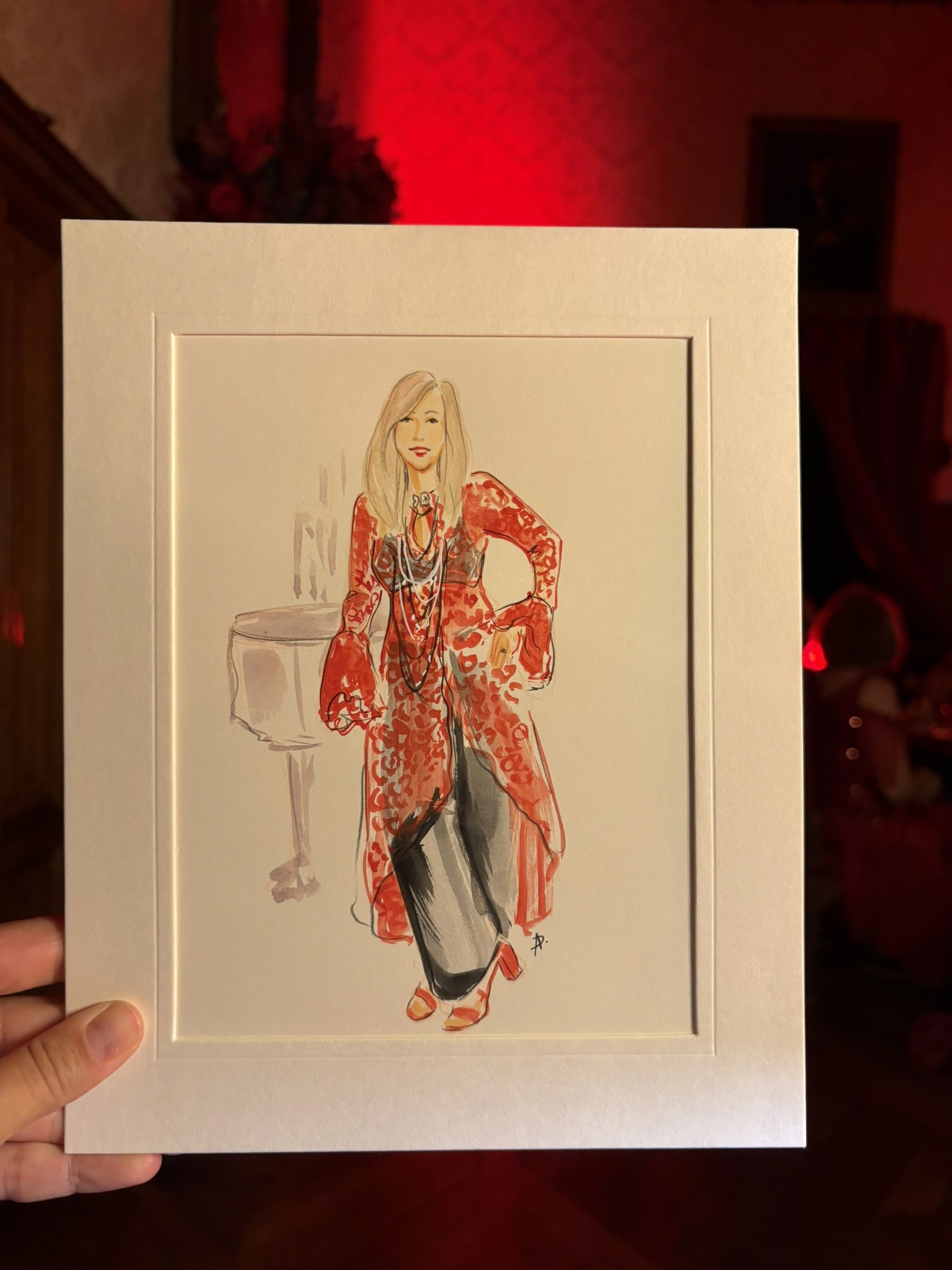 Bespoke watercolour portrait created for a yoga retreat guest