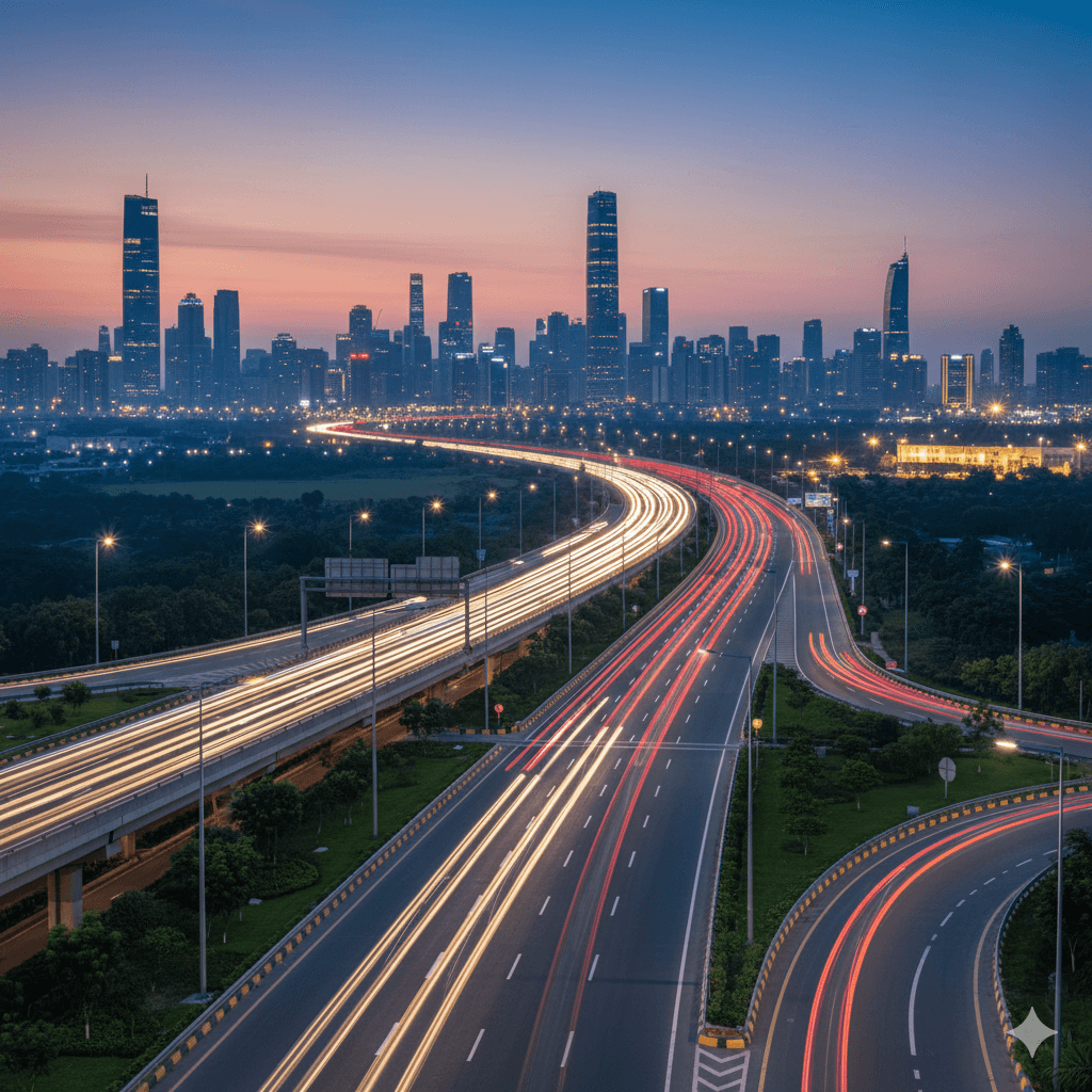 Spacious living room highlighting maximum carpet area layout