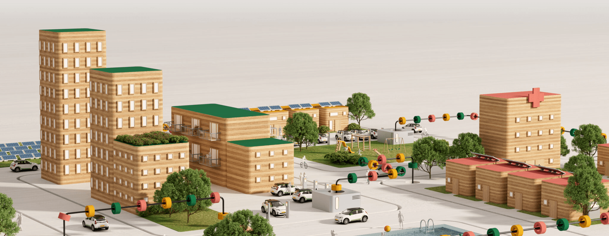 people Power Plant wijk overzicht illustratie