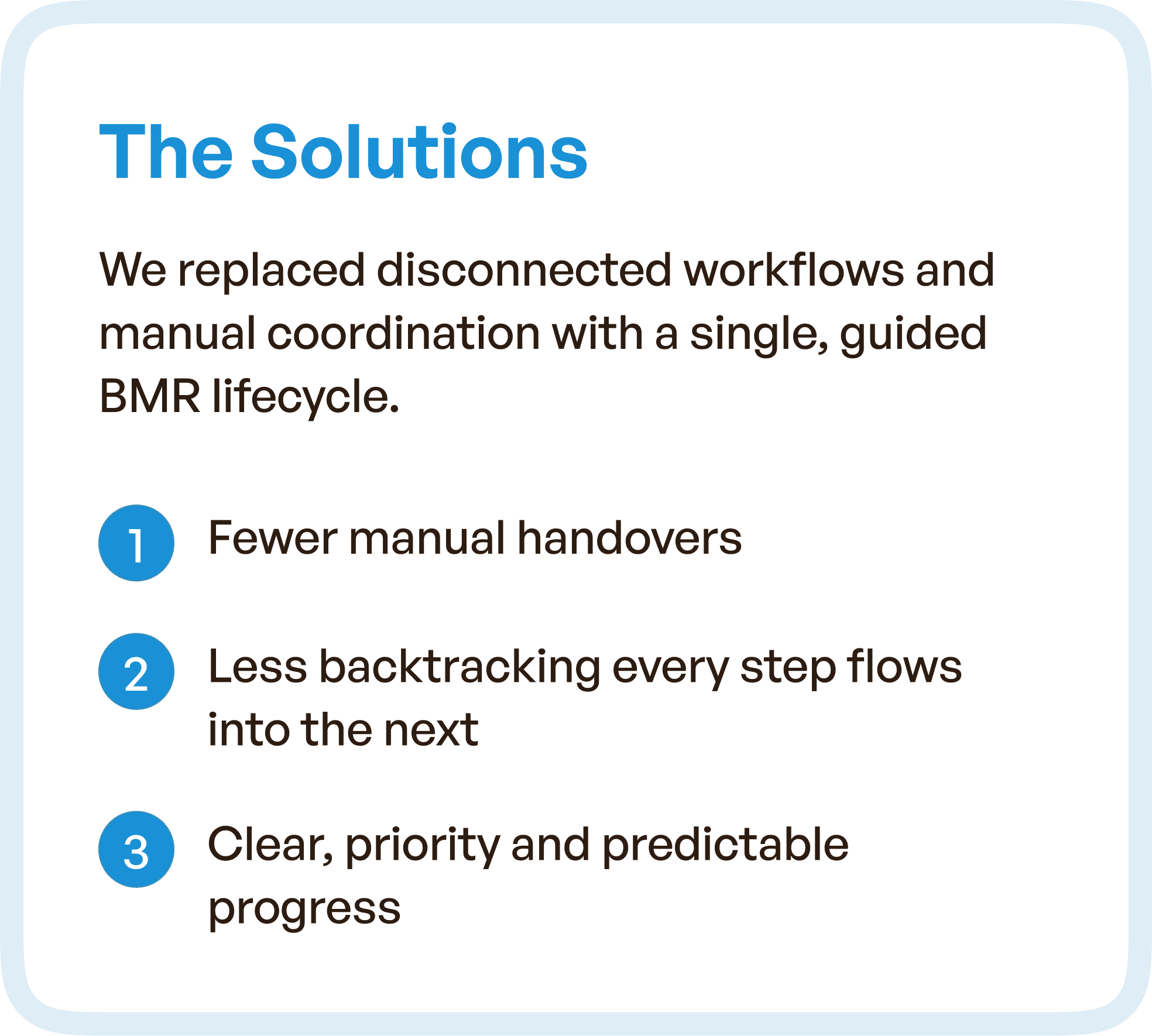 The Solution: From Disconnected Screens to a Guided BMR Lifecycle points