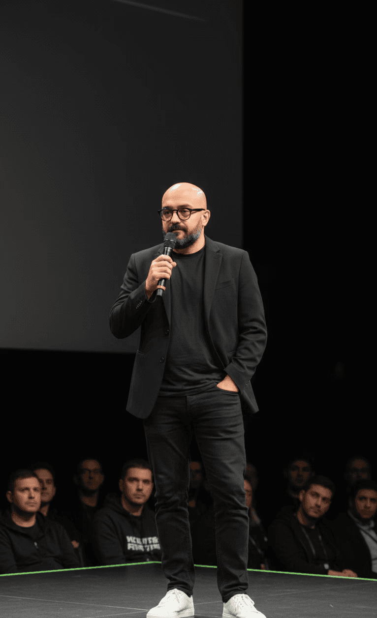 A black and white city scene with a bus.