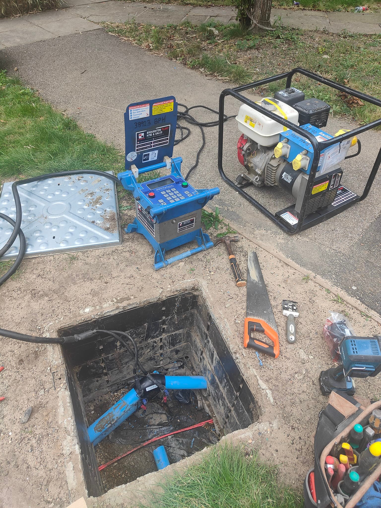 Central heating system being power flushed to improve performance