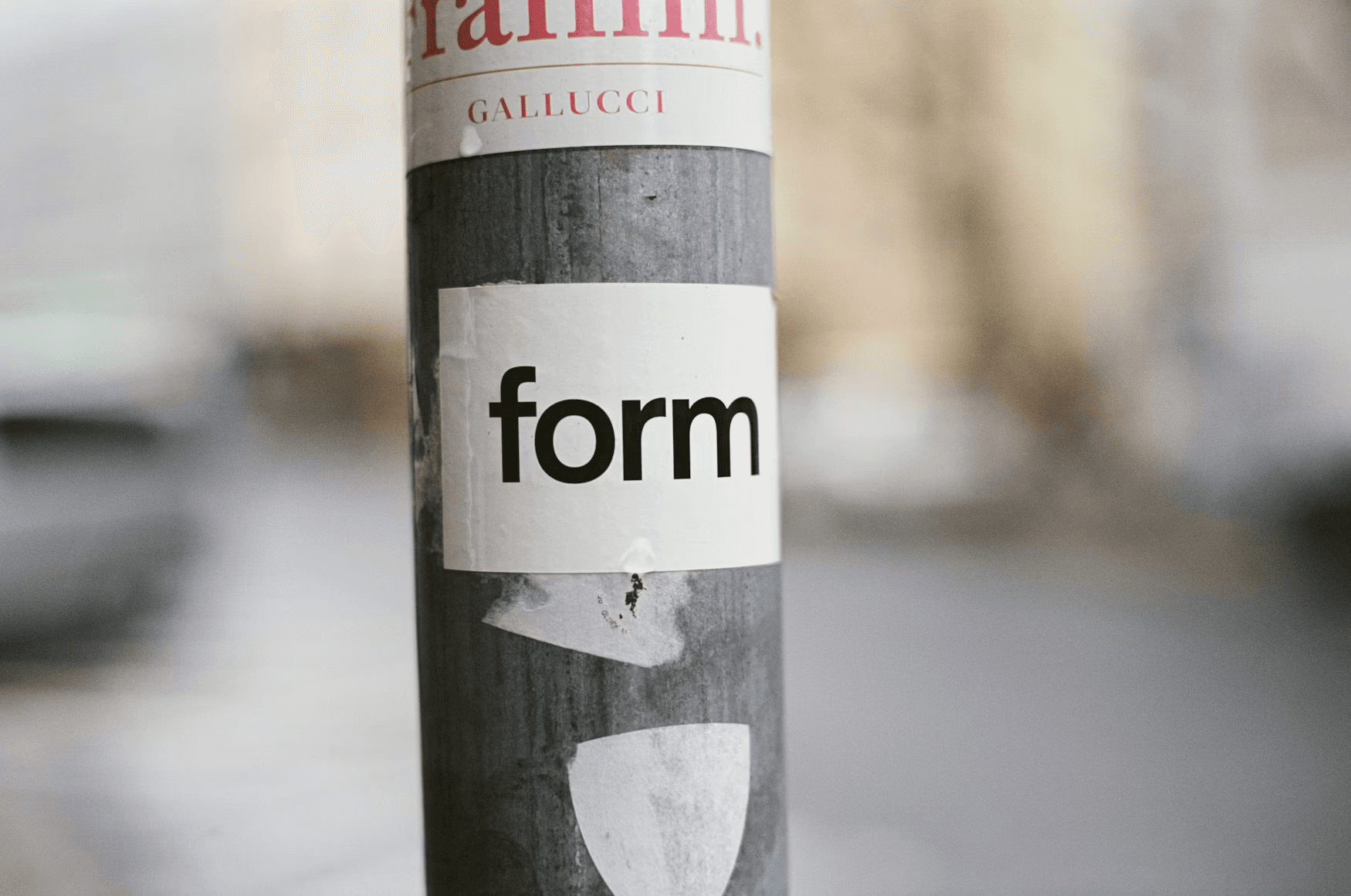 A sticker with the word "form" written on it.