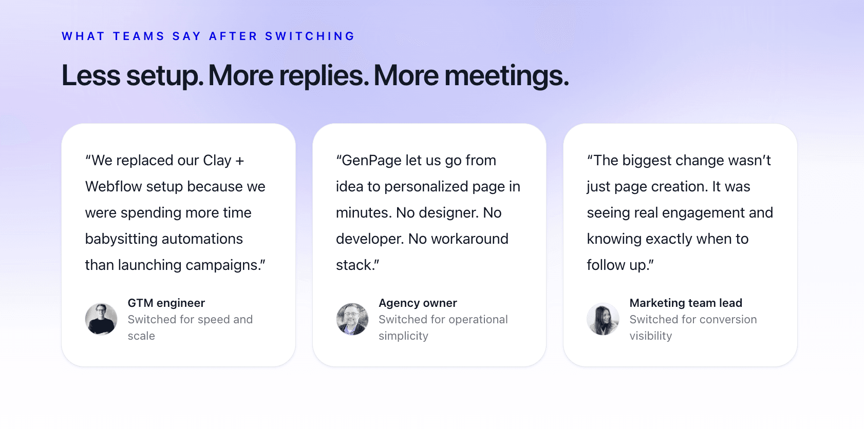 GenPage vs Clay and Webflow integration