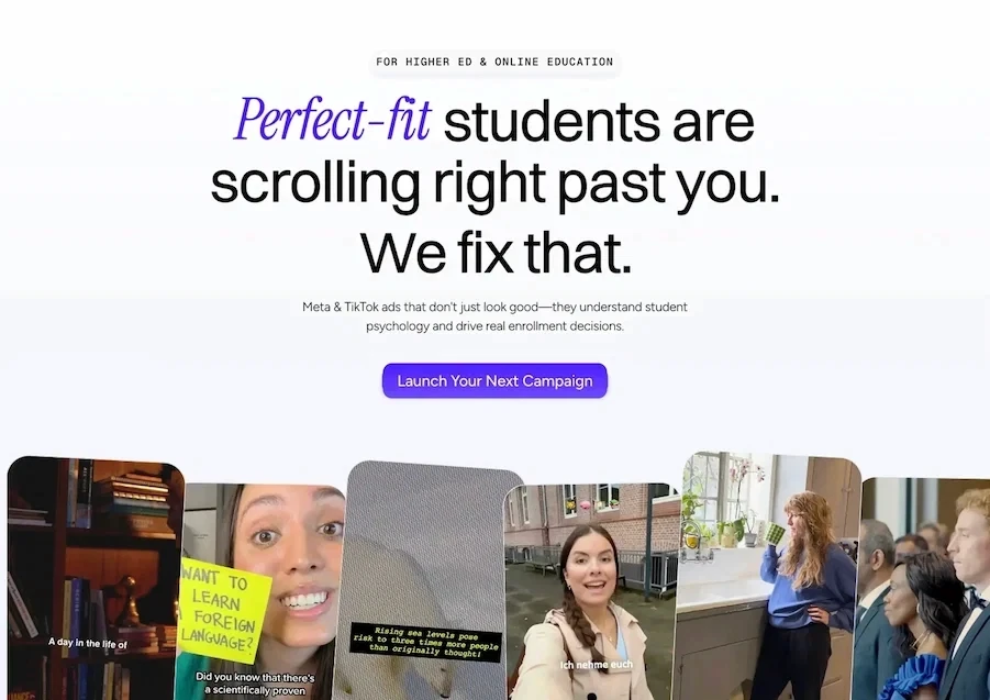 Secondary bento grid showcasing brand and web design case studies