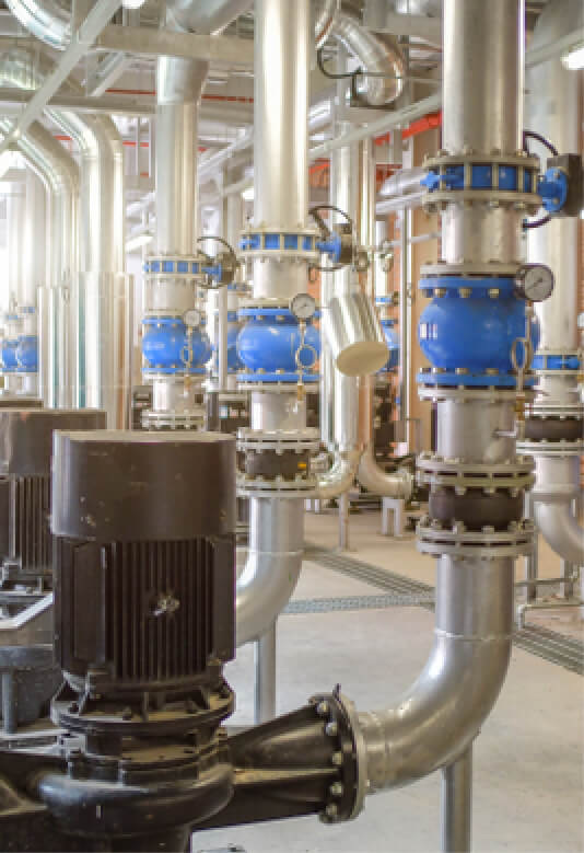 Pipes in an industrial building.