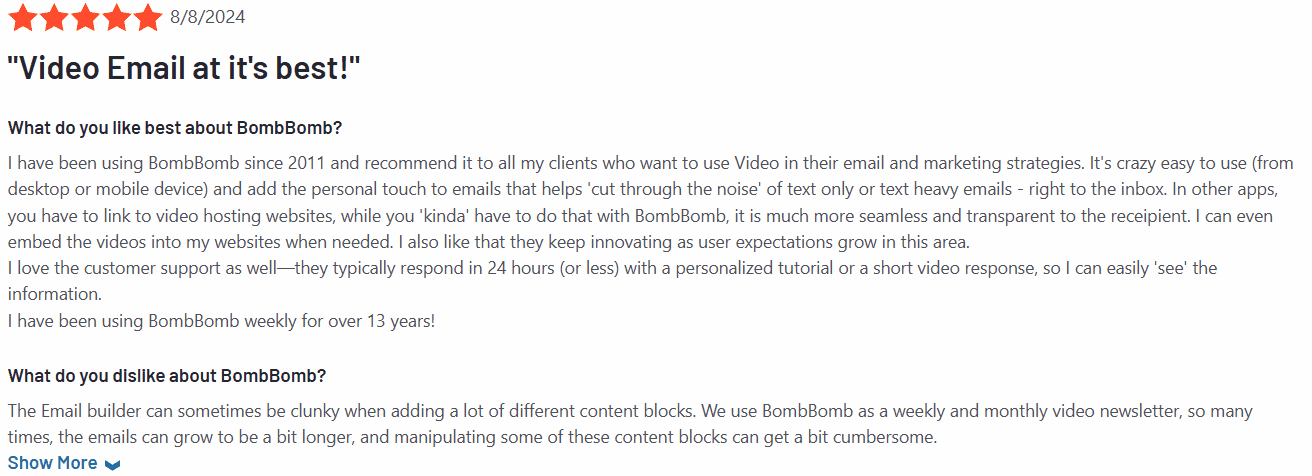 bomb bomb review on G2