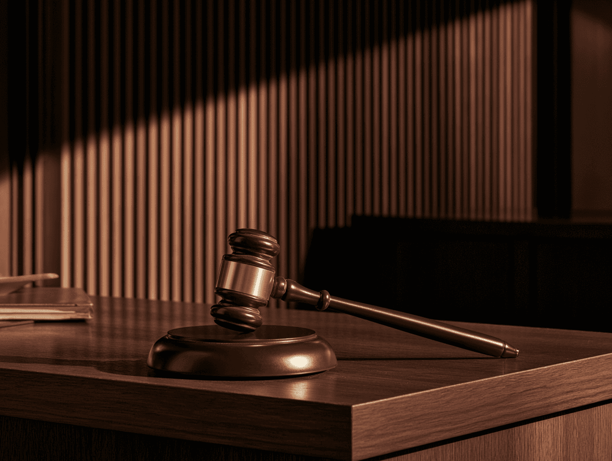 Judges gavel resting on a desk