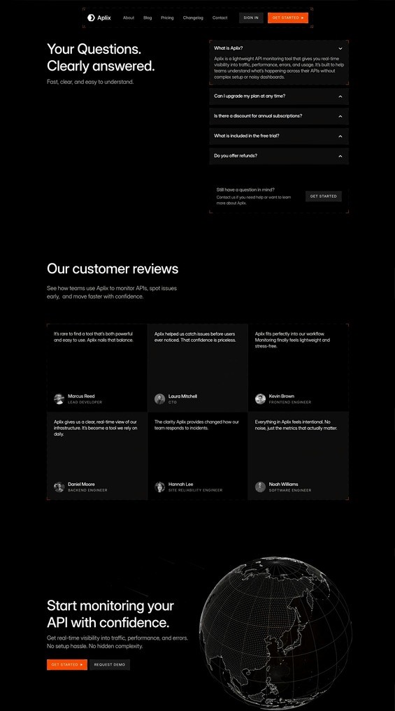 Aplix API monitoring dashboard website design by Royce Studio