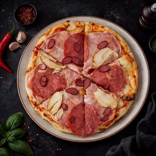 pizza with green leaf vegetable