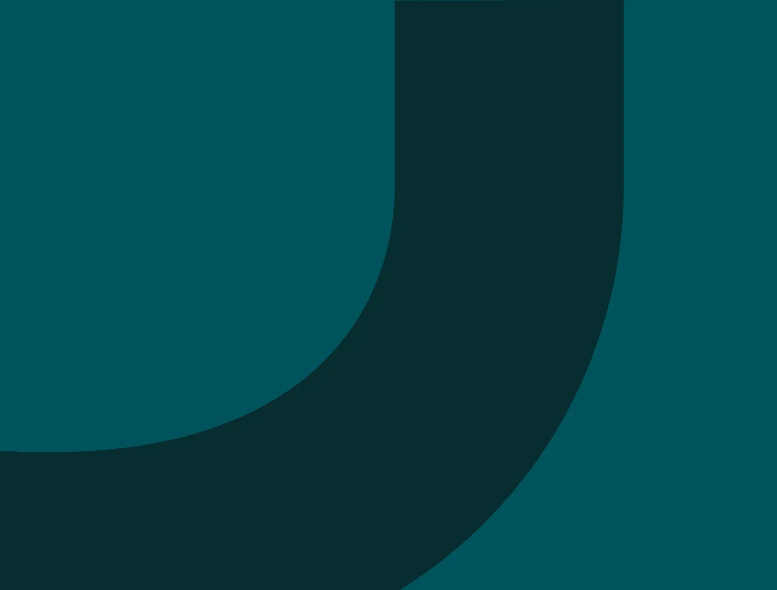 A dark teal U shape cropped off on a lighter teal background. 