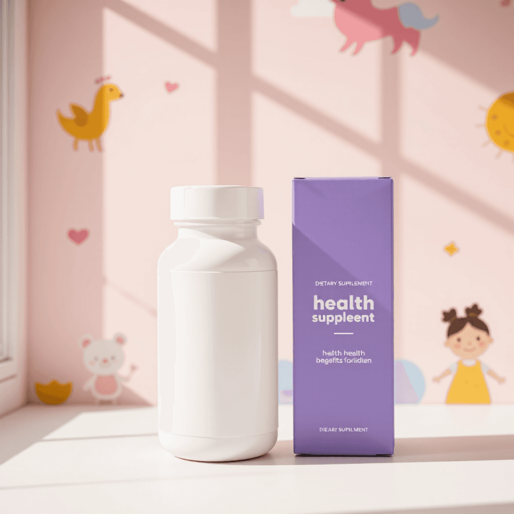 product photography of a bottle of dietary supplement containing calcium, magnesium, and vitamins