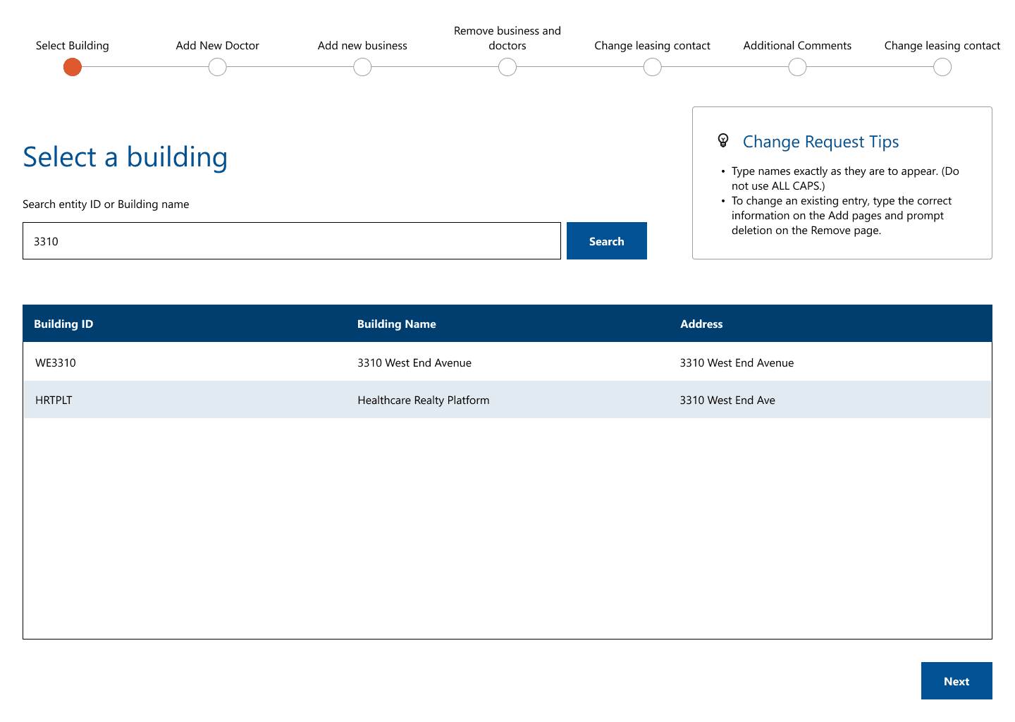 Electronic Directory Change Form — final designs visual