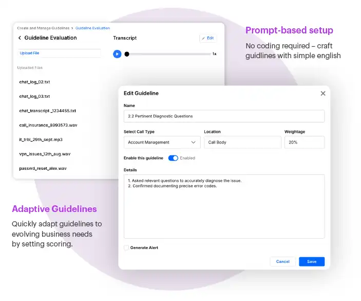 Prompt-based guideline setup