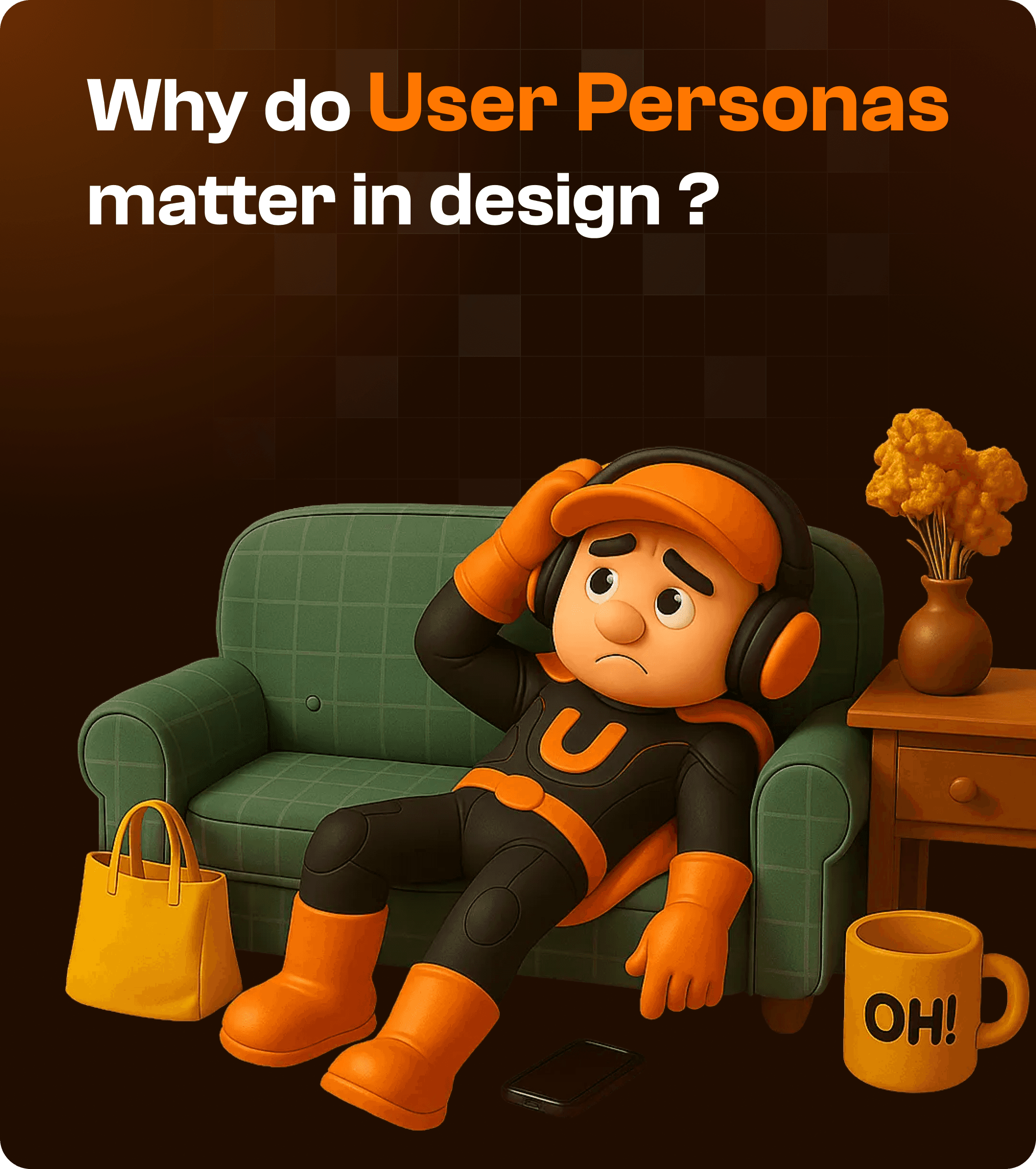 Mascot in confusion and tired about User Personas