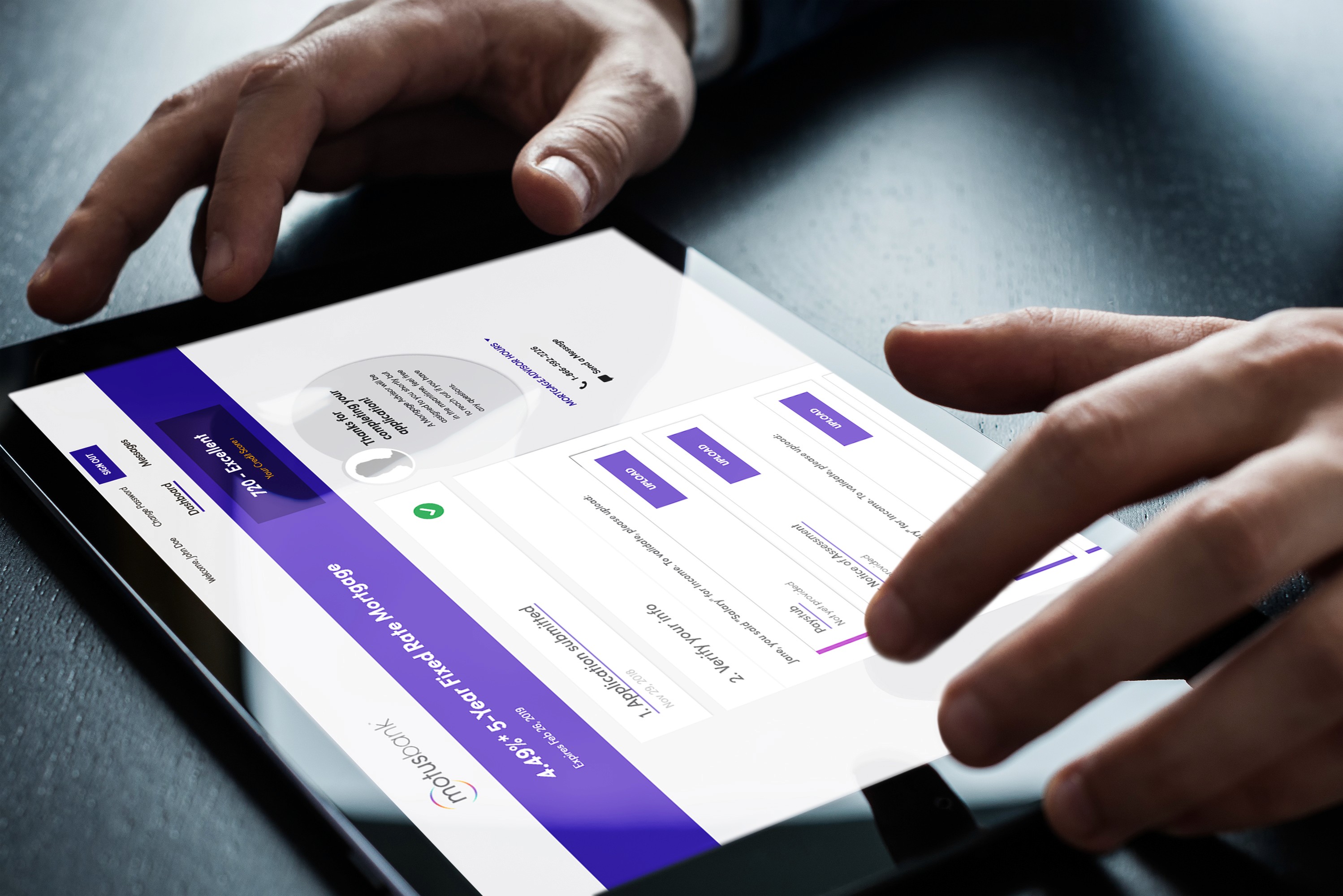 image of motusbank on a tablet