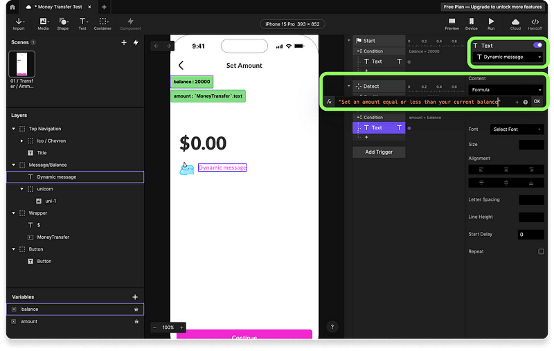 Using conditions and formulas in ProtoPie