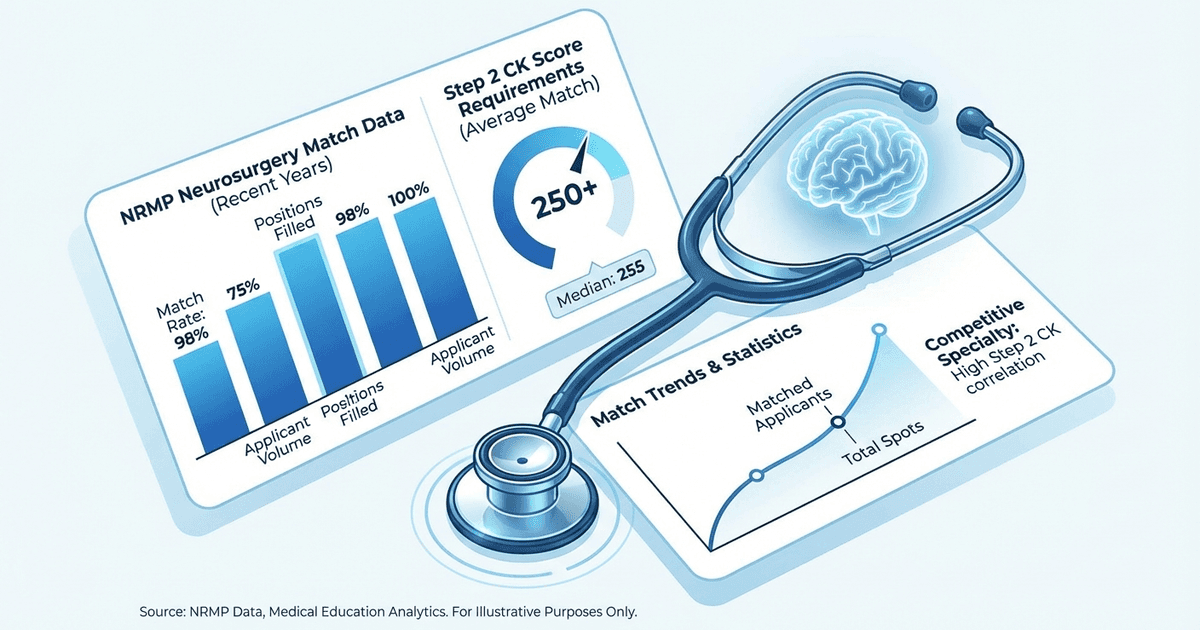Cover: Neurosurgery Residency Match Rate 2026: NRMP Data, Step 2 Score Requirements, and What Applicants Need to Know