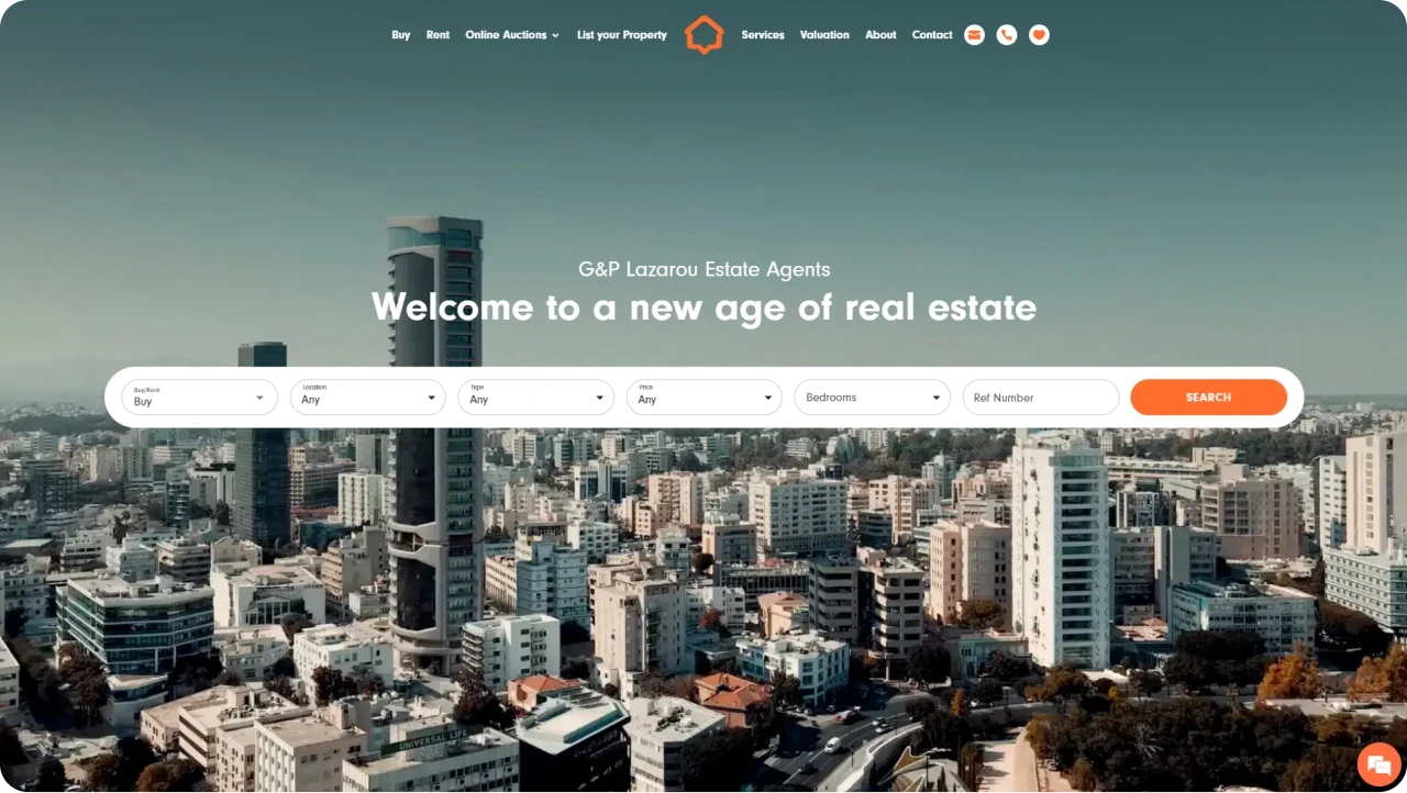 Screenshot of the G&P Lazarou Estate Agents property website