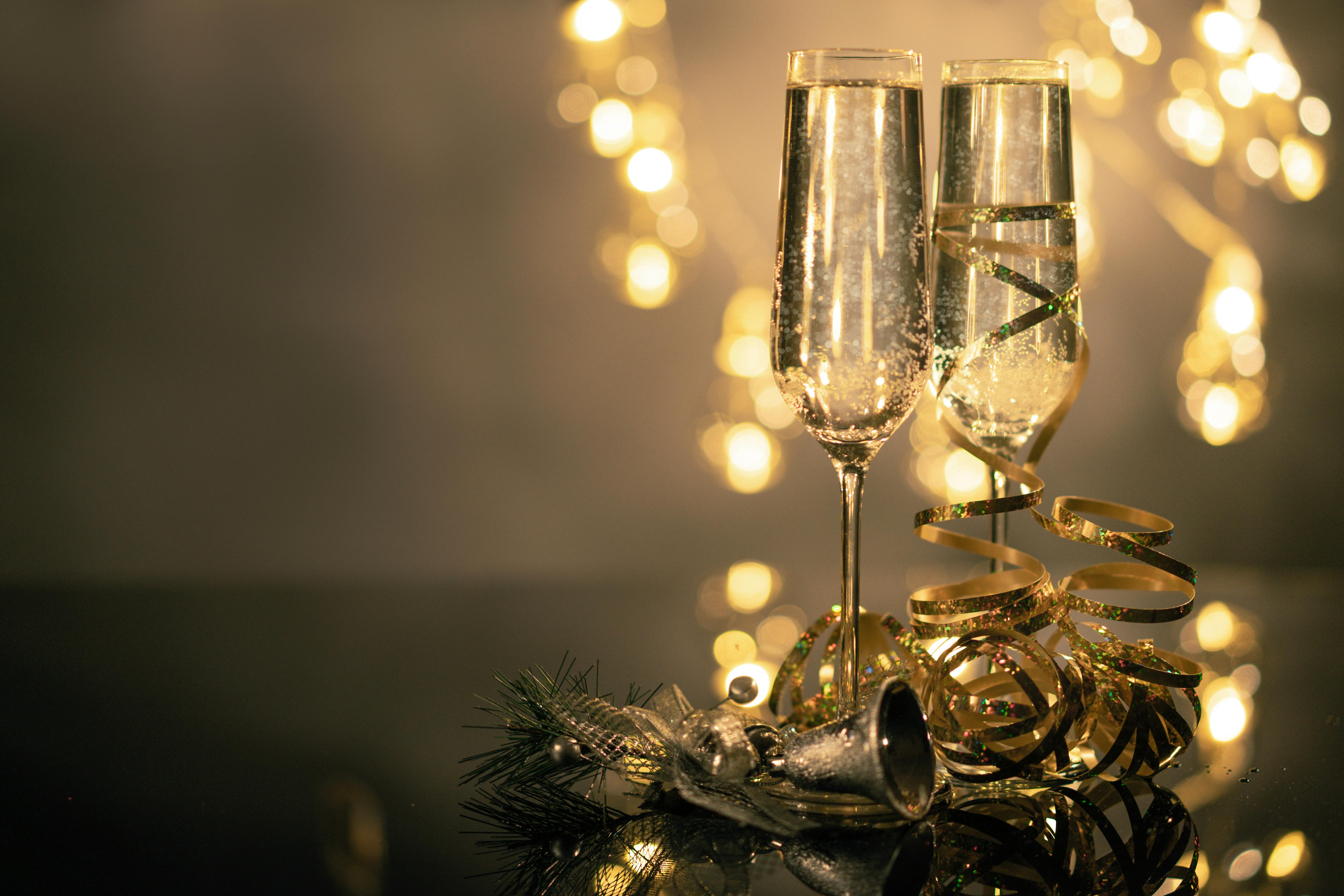 Champagne flutes and holiday