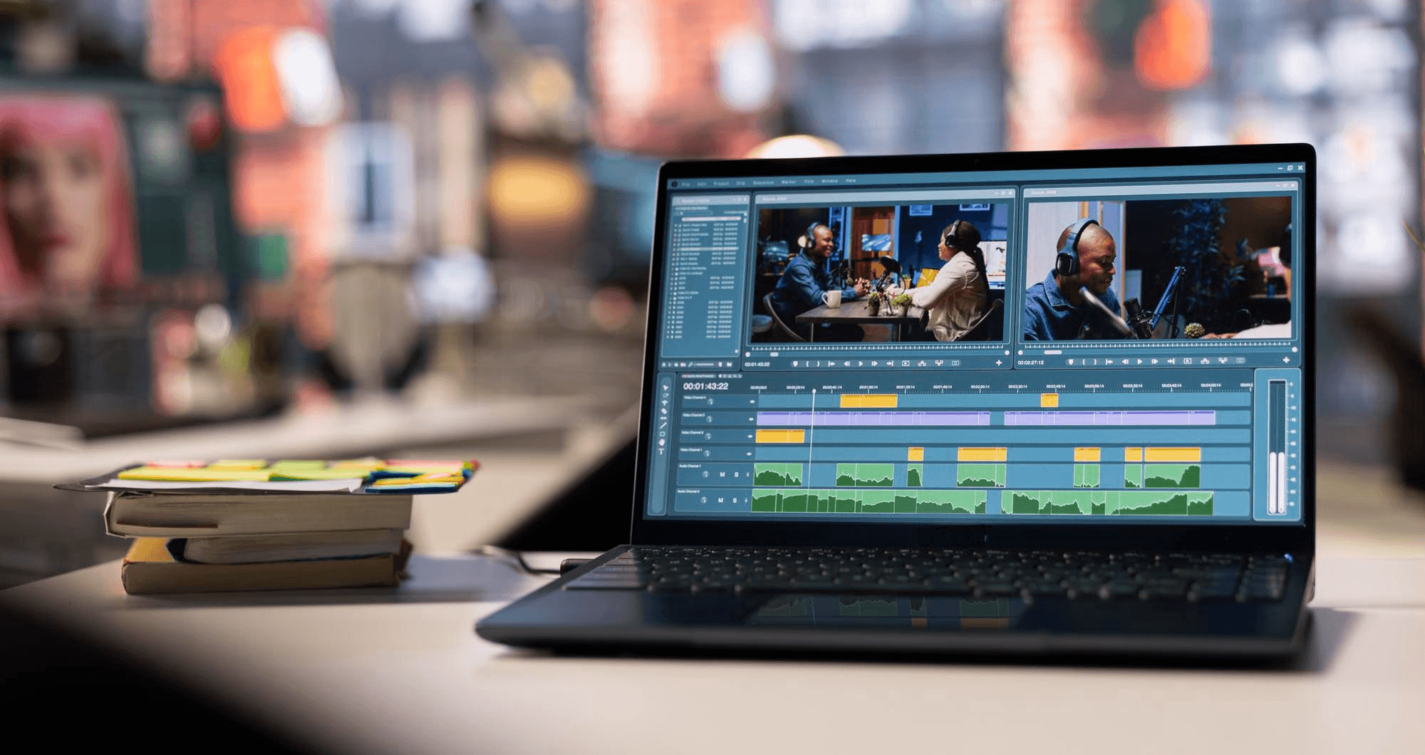Laptop displaying video editing software -  How to Create Explainer Videos