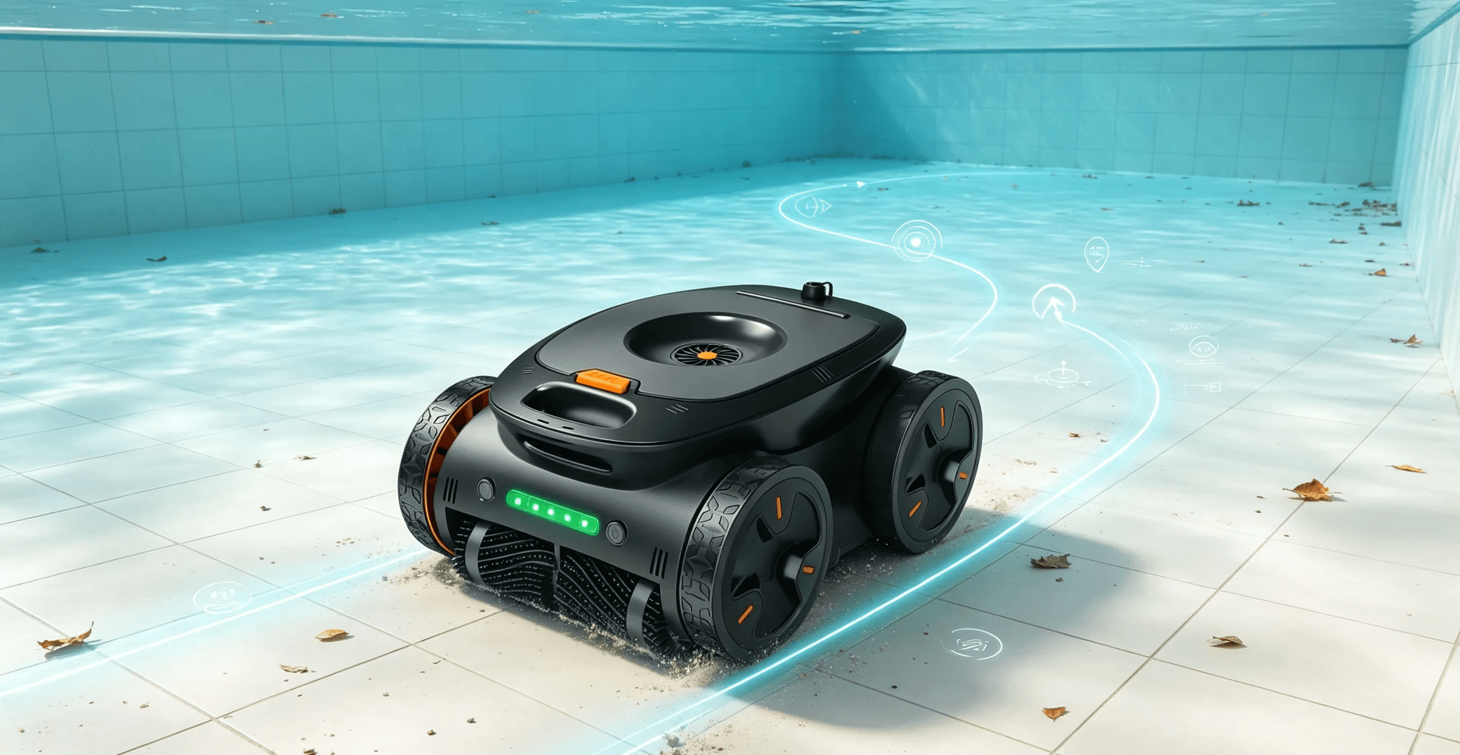Robotic pool cleaner following a consistent cleaning routine in a swimming pool