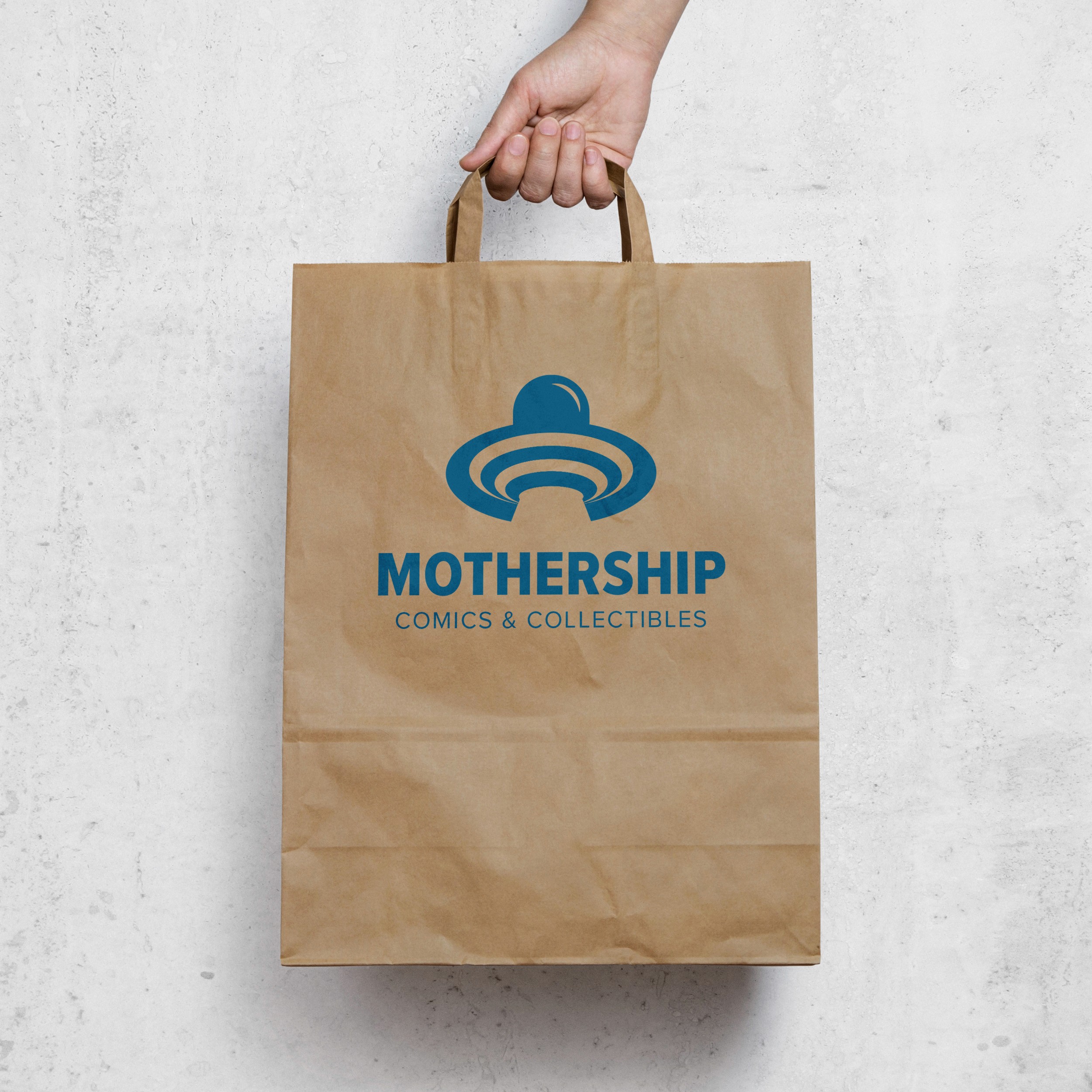 mothership logo on a bag mockup