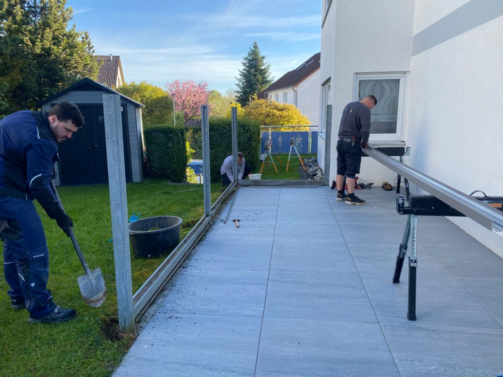 Terrassenüberdachung in Rottweil – seitliche Ansicht der Konstruktion