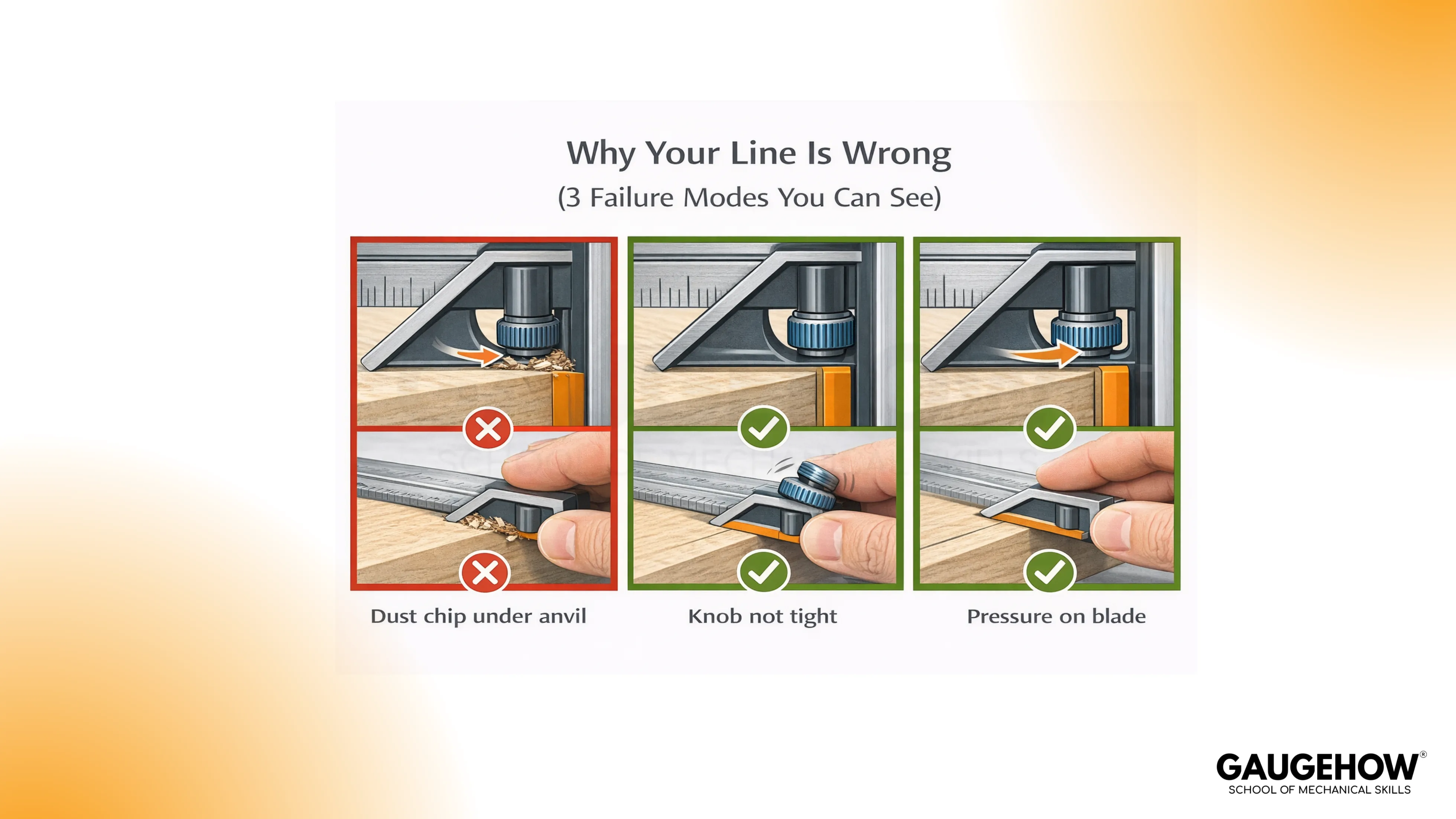 Common combination square marking errors