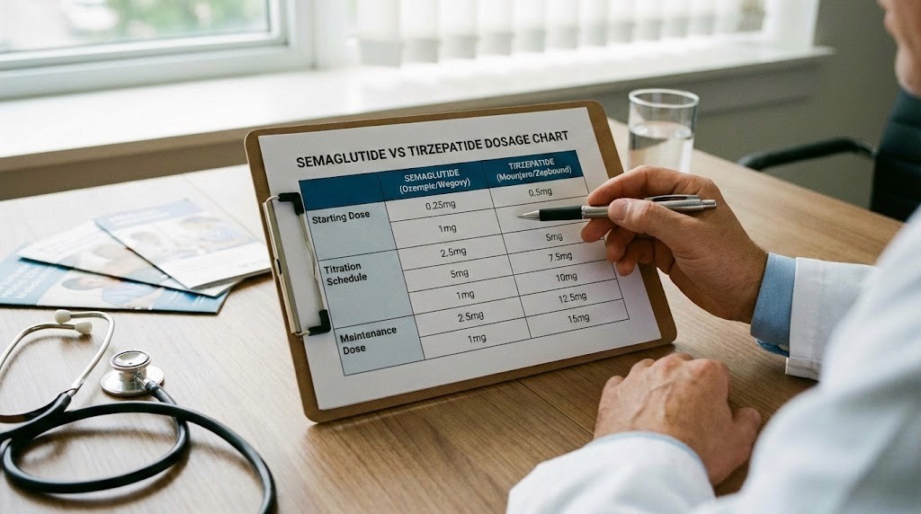 Semaglutide vs tirzepatide dosage chart
