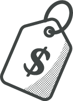 Price tag with a dollar sign, representing cost or sale.