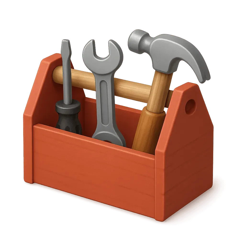 red tool box with tools in icon